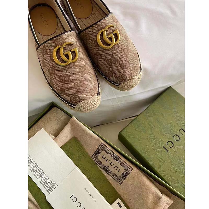 G*u*i unisex matelassé canvas espadrille beige ebony diagonal matelassé original gg canvas