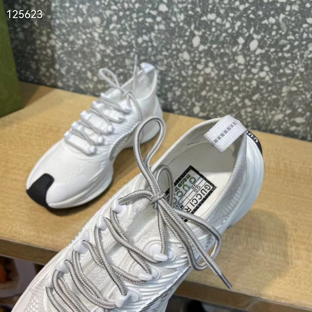 G*u*i unisex run sneaker white technical knit fabric interlocking g rubber