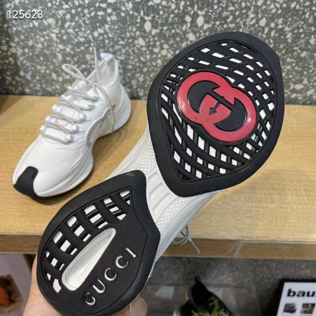 G*u*i unisex run sneaker white technical knit fabric interlocking g rubber