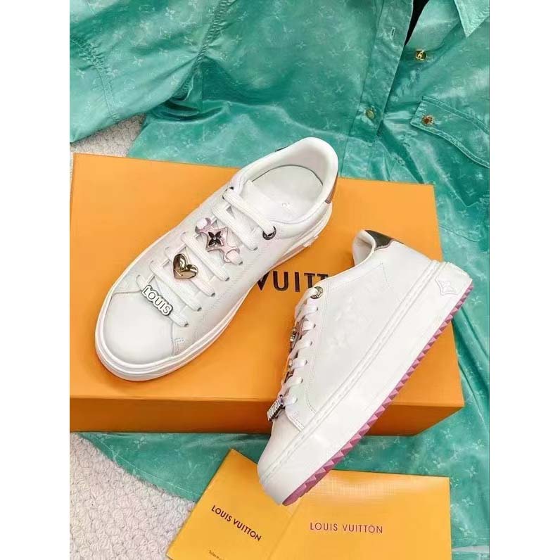 Louis Vuitton LV Women Time Out Sneaker Rose Clair Pink Smooth Calf Leather