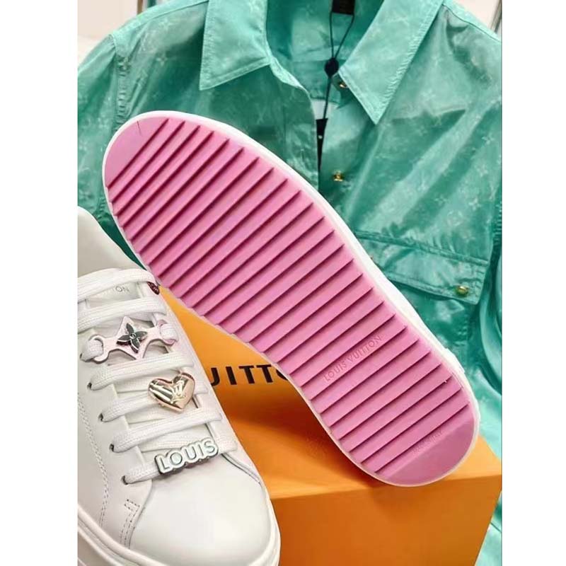 Louis Vuitton LV Women Time Out Sneaker Rose Clair Pink Smooth Calf Leather
