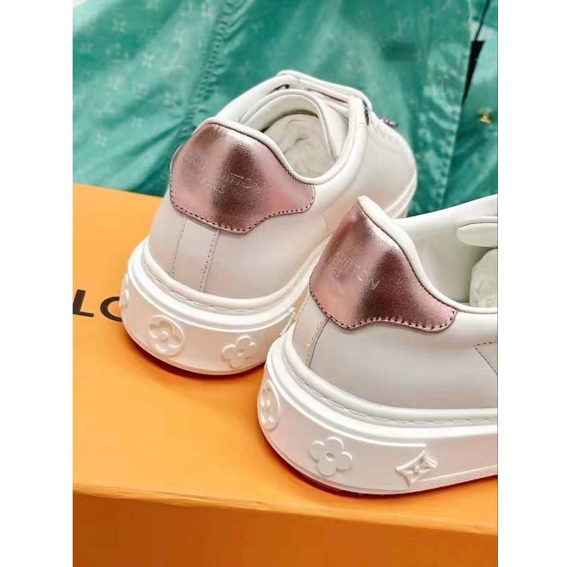 Louis Vuitton LV Women Time Out Sneaker Rose Clair Pink Smooth Calf Leather