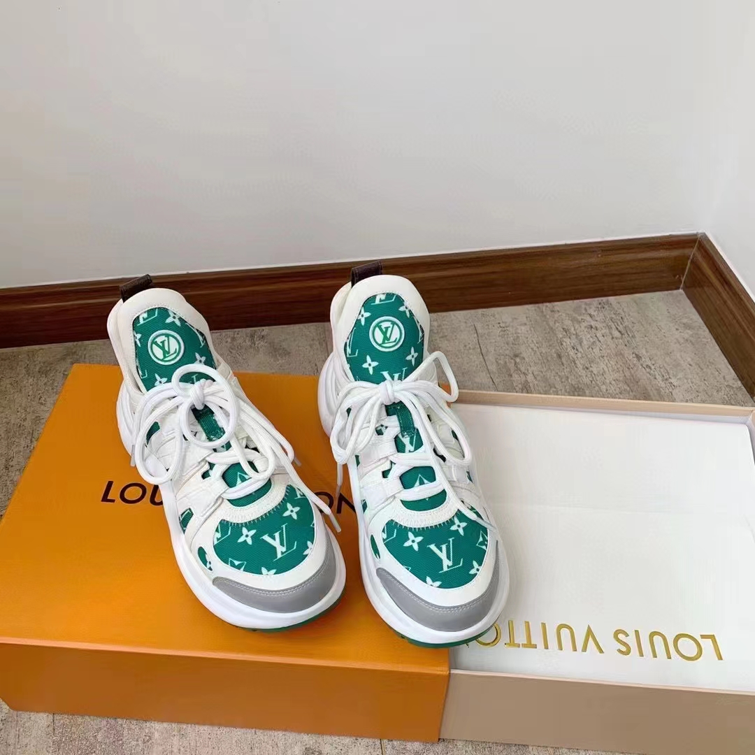 Louis Vuitton Women LV Archlight Sneaker Green Monogram Velvet Oversized Rubber Outsole