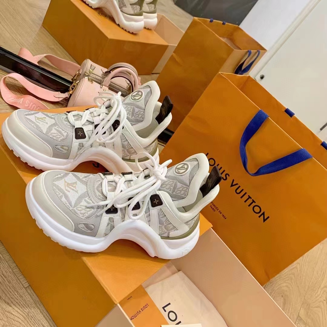 Louis Vuitton Women LV Archlight Sneaker Since 1854 Beige Jacquard Textile