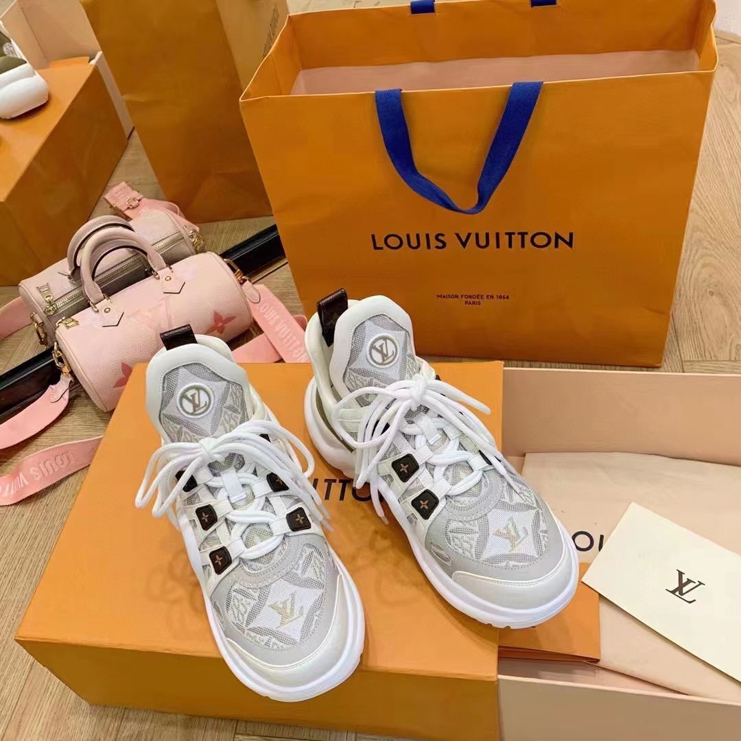 Louis Vuitton Women LV Archlight Sneaker Since 1854 Beige Jacquard Textile