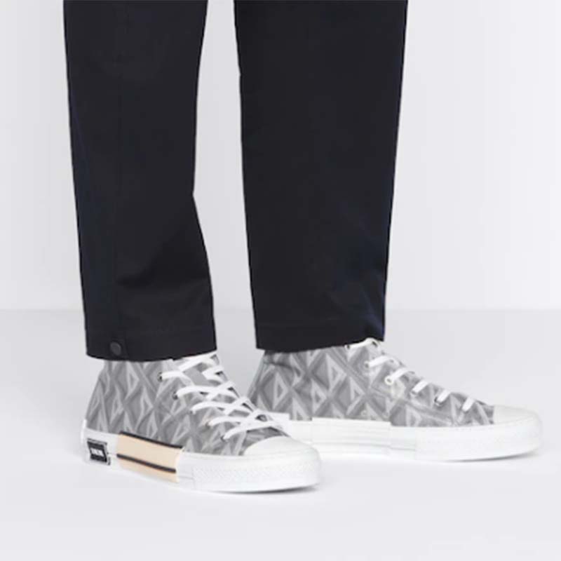 dior unisex b23 high top sneaker gray cd Di*m*nd canvas
