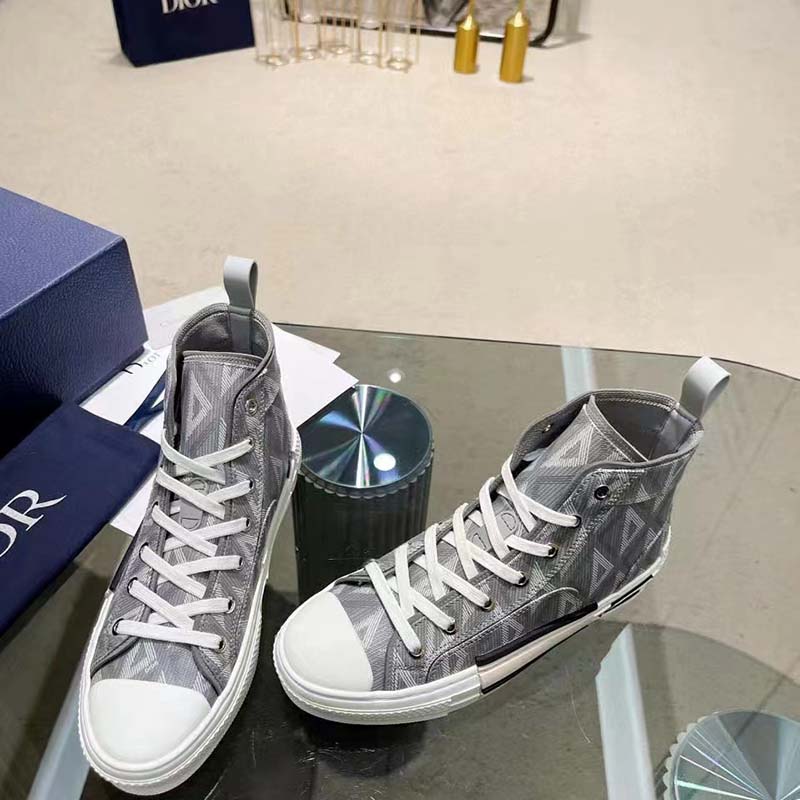 dior unisex b23 high top sneaker gray cd Di*m*nd canvas