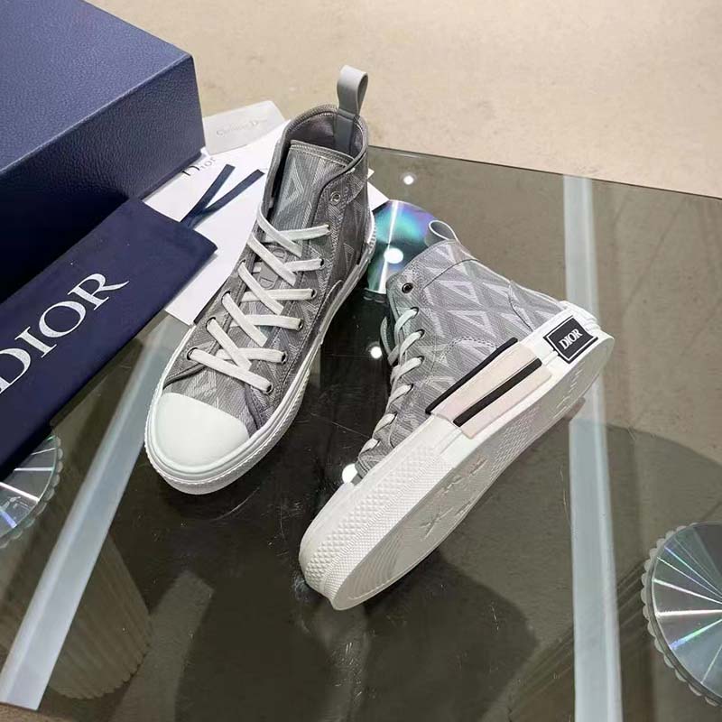 dior unisex b23 high top sneaker gray cd Di*m*nd canvas