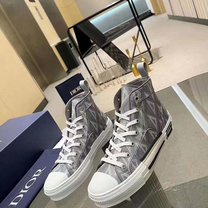 dior unisex b23 high top sneaker gray cd Di*m*nd canvas