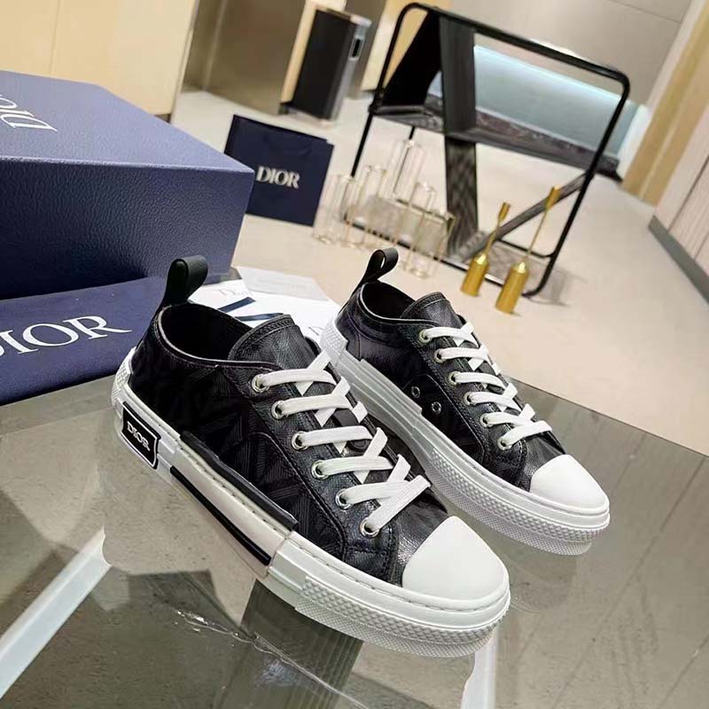 dior unisex b23 low top sneaker black cd Di*m*nd canvas