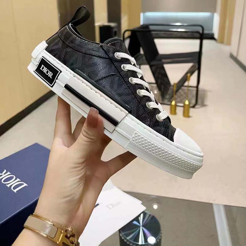 dior unisex b23 low top sneaker black cd Di*m*nd canvas