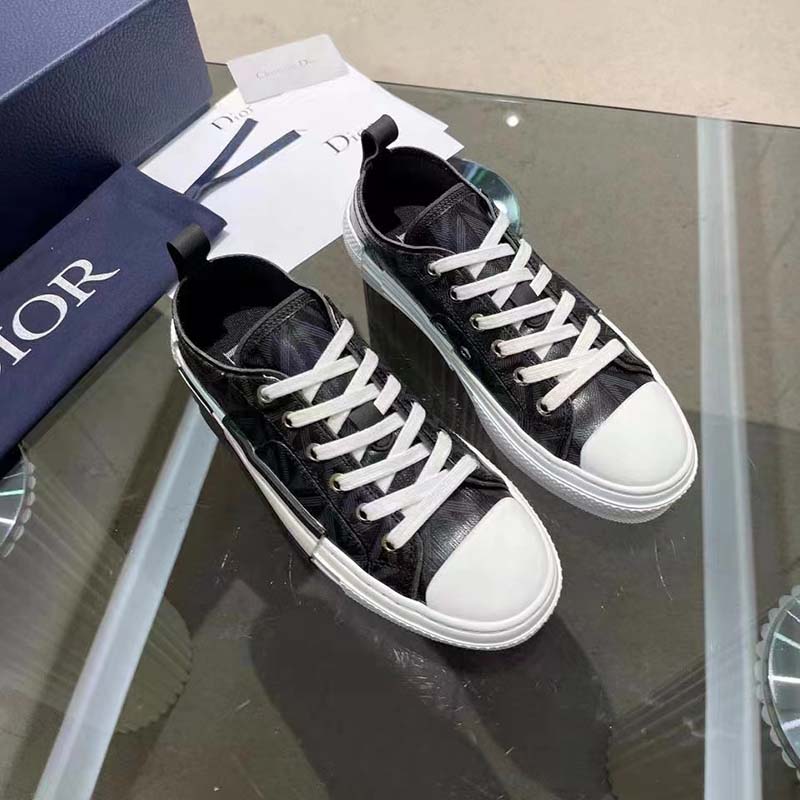 dior unisex b23 low top sneaker black cd Di*m*nd canvas