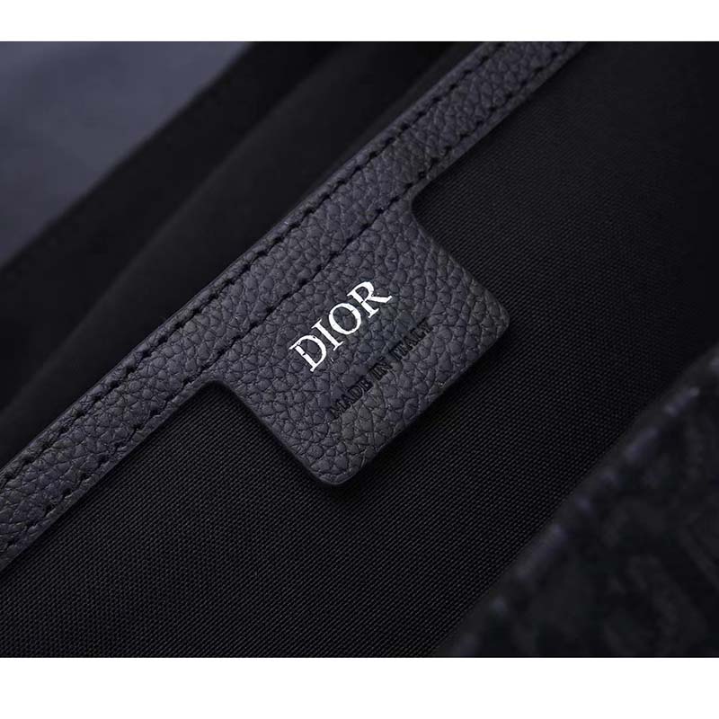 Dior Unisex CD Motion Backpack Black Oblique Jacquard Black Grained Calfskin