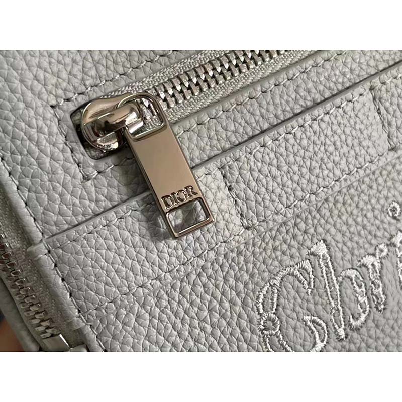 Dior Unisex CD Saddle Bag Dior Gray Grained Calfskin ‘Christian Dior 1947’ Signature