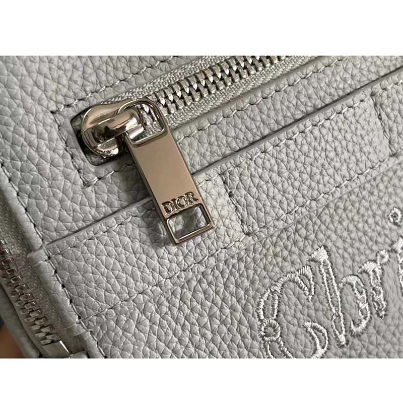 Dior Unisex CD Safari Messenger Bag Gray Grained Calfskin ‘Christian Dior 1947’ Signature