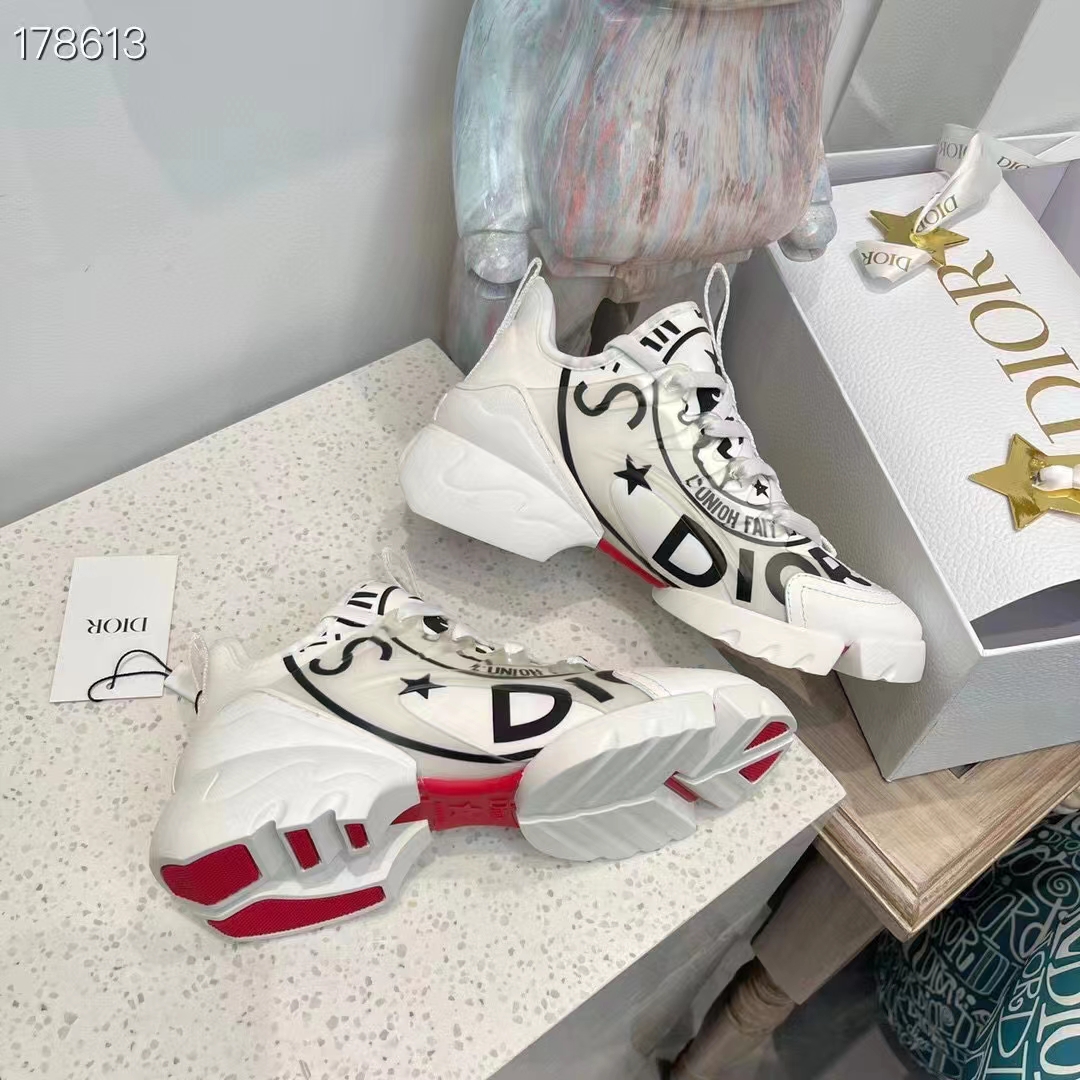 Dior Unisex CD Shoes D-Connect Sneaker White Technical Fabric Union Print