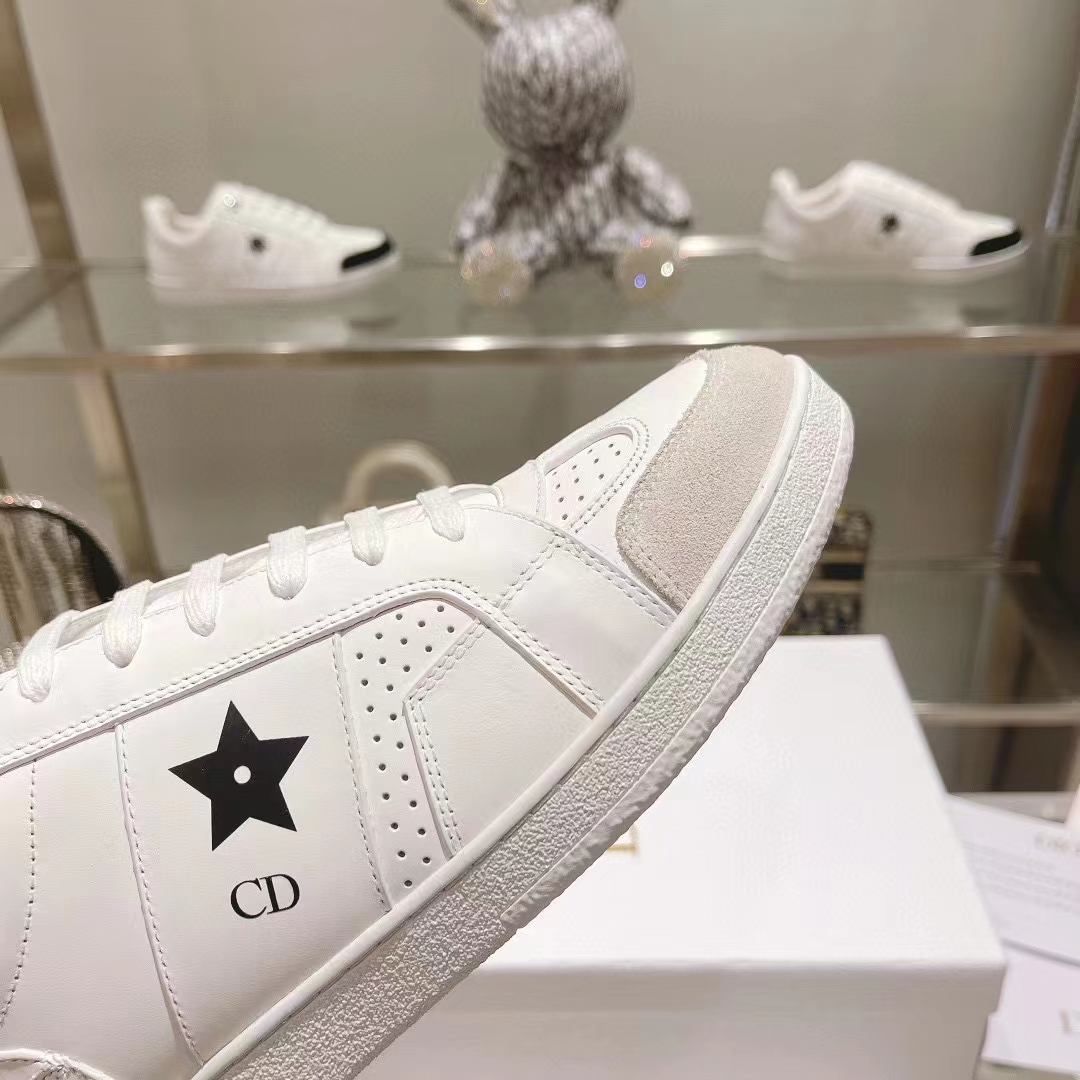 Dior Unisex Dior Star Sneaker White Calfskin Suede ‘CD’ Signature Black Star