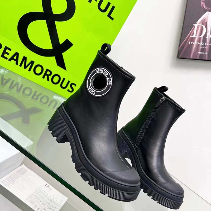 Dior Women CD Symbol Ankle Boot Black Supple Calfskin 15 Cm High