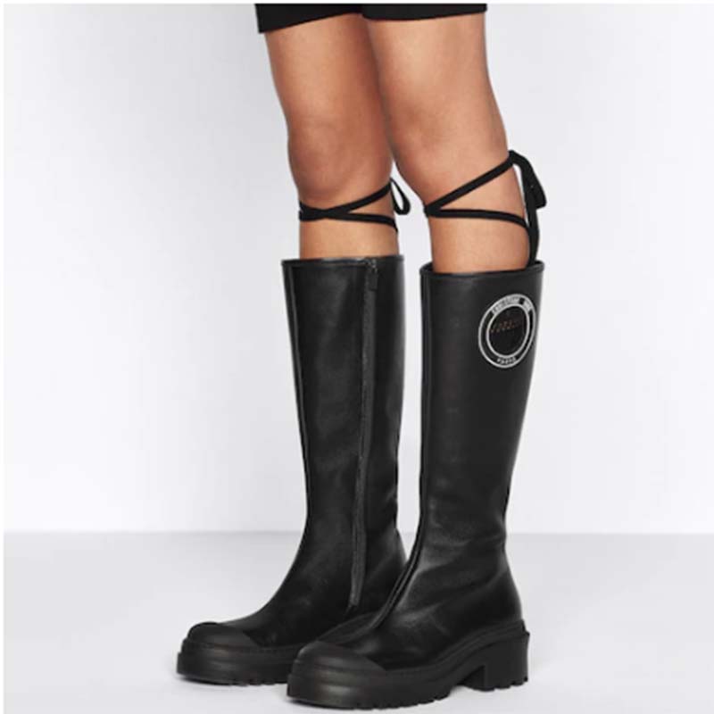 Dior Women CD Symbol Boot Black Supple Calfskin 34 Cm High