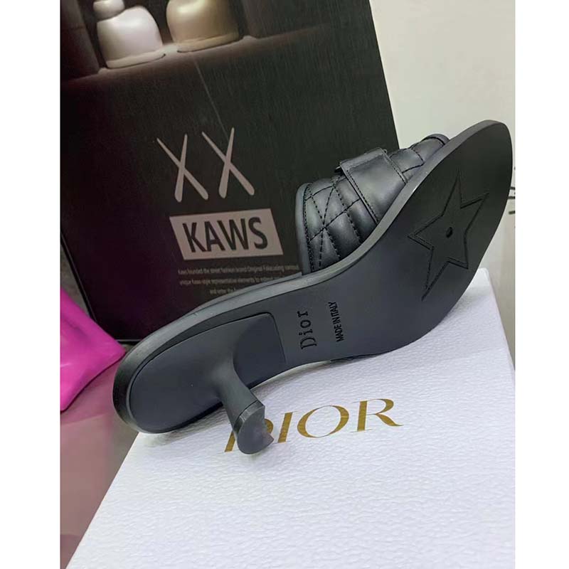 Dior Women Shoes CD Dio(r) Evolution Heeled Slide Black Quilted Cannage Calfskin