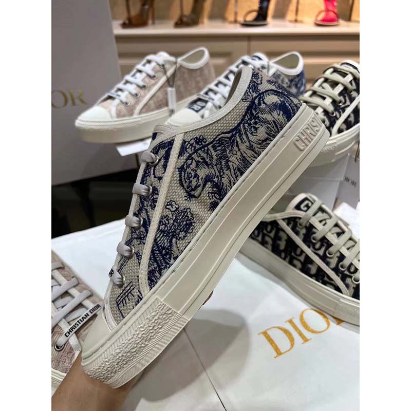 Dior Women Walk’n’Dior Sneaker Blue Toile De Jouy Embroidered Cotton