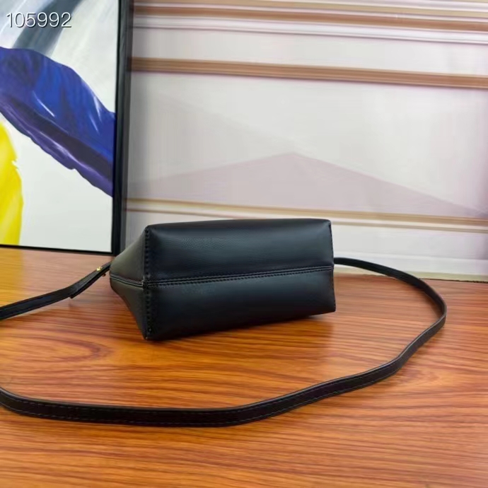 Fendi Women FF By The Way Mini Small Black Leather Boston Bag
