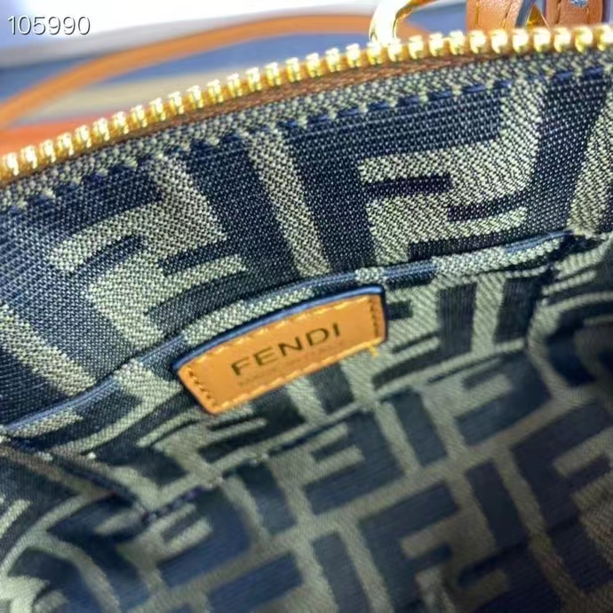 Fendi Women FF By The Way Mini Small Boston Bag Dove Gray Leather