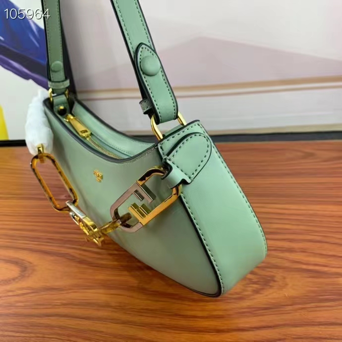 Fendi Women FF O’Lock Swing Mint Green Leather Pouch