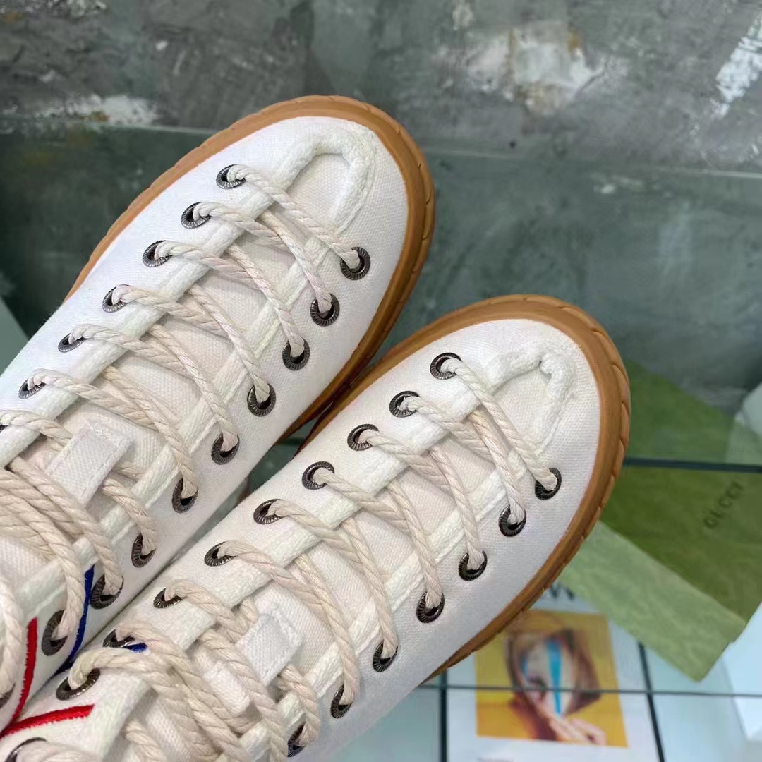 G*u*i gg unisex interlocking g high-top sneaker beige organic cotton