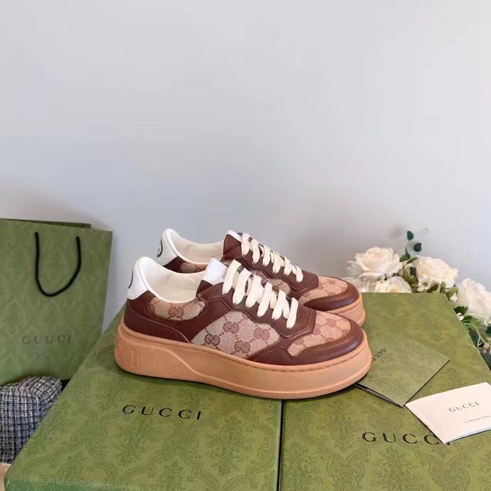 G*u*i unisex ace sneaker beige ebony orignal gg canvas lace-up rubber flat
