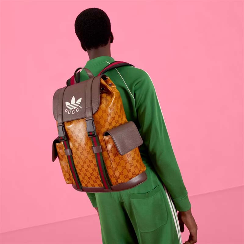 G*u*i unisex gg adidas x G*u*i backpack beige brown gg crystal canvas trefoil print