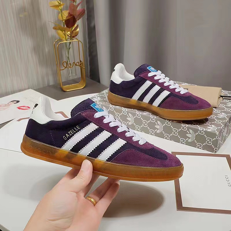 G*u*i unisex gg adidas x G*u*i gazelle sneaker burgundy velvet suede duchesse demetra