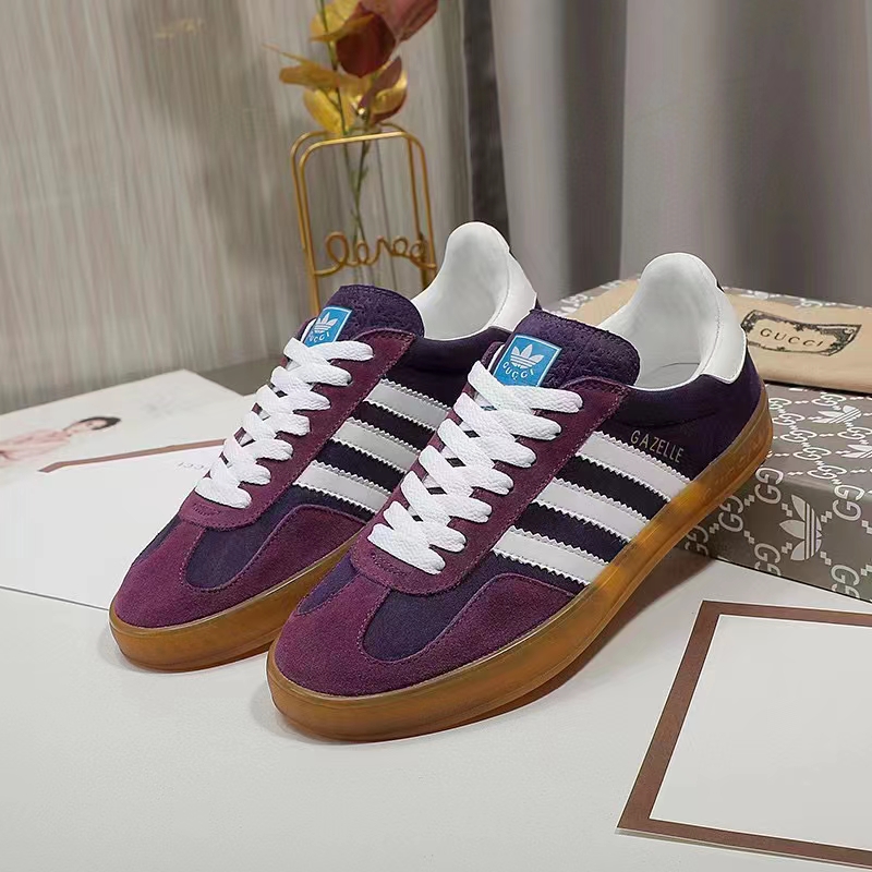 G*u*i unisex gg adidas x G*u*i gazelle sneaker burgundy velvet suede duchesse demetra