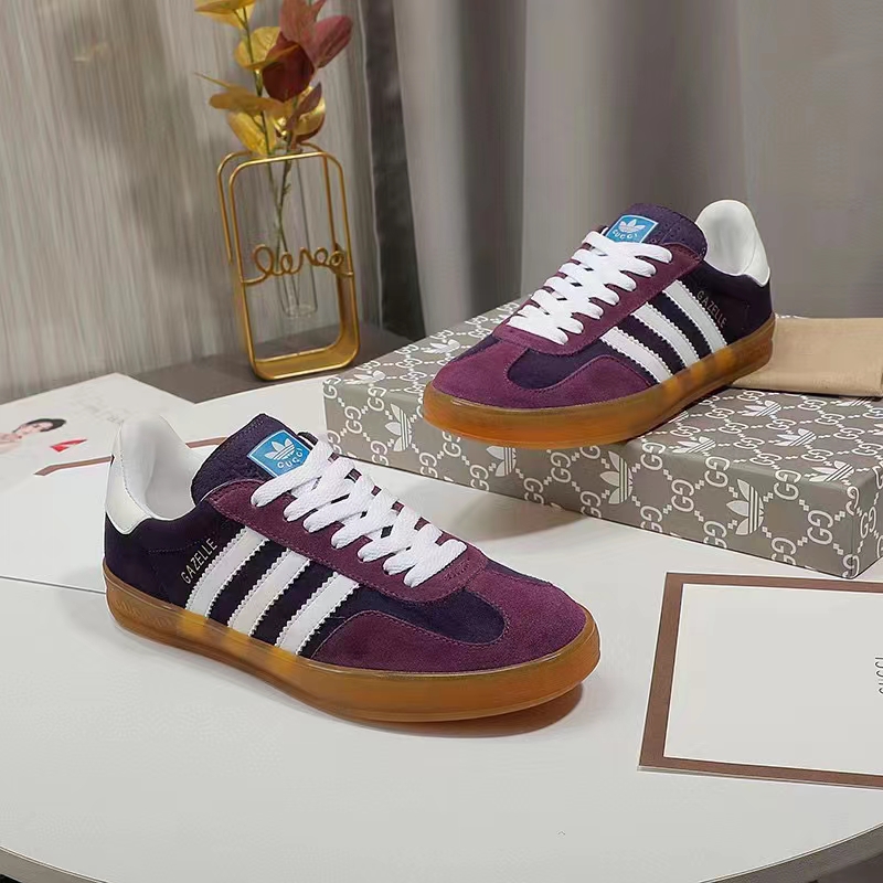 G*u*i unisex gg adidas x G*u*i gazelle sneaker burgundy velvet suede duchesse demetra