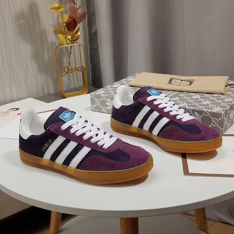 G*u*i unisex gg adidas x G*u*i gazelle sneaker burgundy velvet suede duchesse demetra
