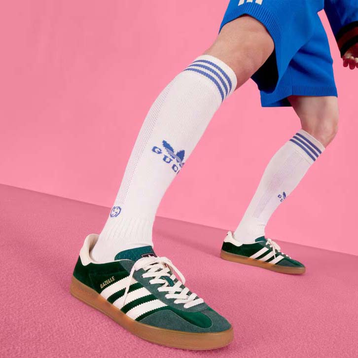 G*u*i unisex gg adidas x G*u*i gazelle sneaker green suede white demetra trefoil