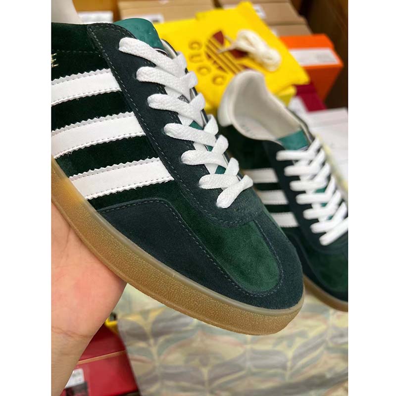 G*u*i unisex gg adidas x G*u*i gazelle sneaker green suede white demetra trefoil