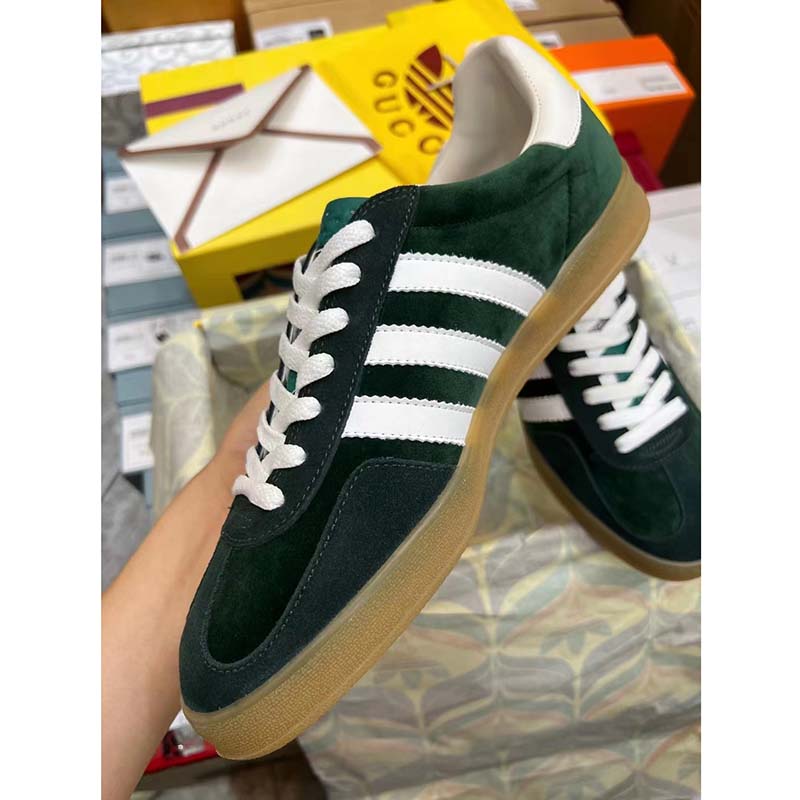G*u*i unisex gg adidas x G*u*i gazelle sneaker green suede white demetra trefoil