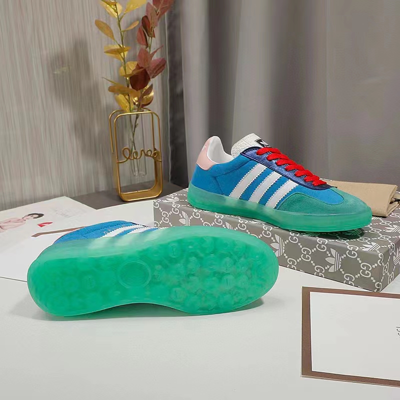 G*u*i unisex gg adidas x G*u*i gazelle sneaker light blue silk duchesse demetra