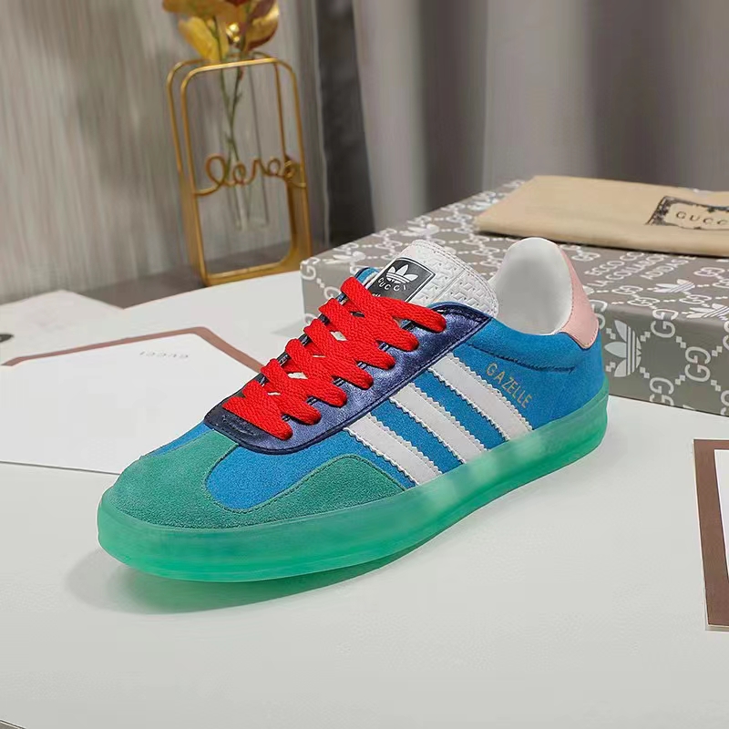 G*u*i unisex gg adidas x G*u*i gazelle sneaker light blue silk duchesse demetra