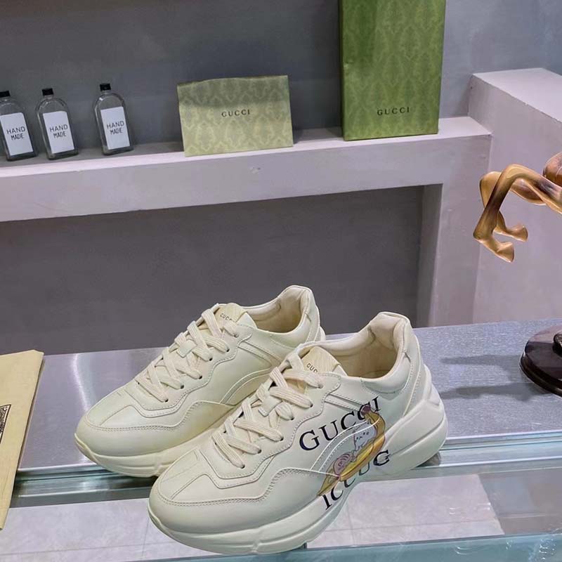 G*u*i unisex gg bananya rhyton sneaker ivory demetra rubber sole 5 cm heel