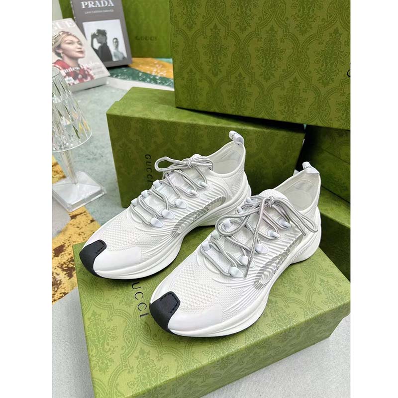 G*u*i unisex gg run sneaker white technical knit fabric rubber interlocking g