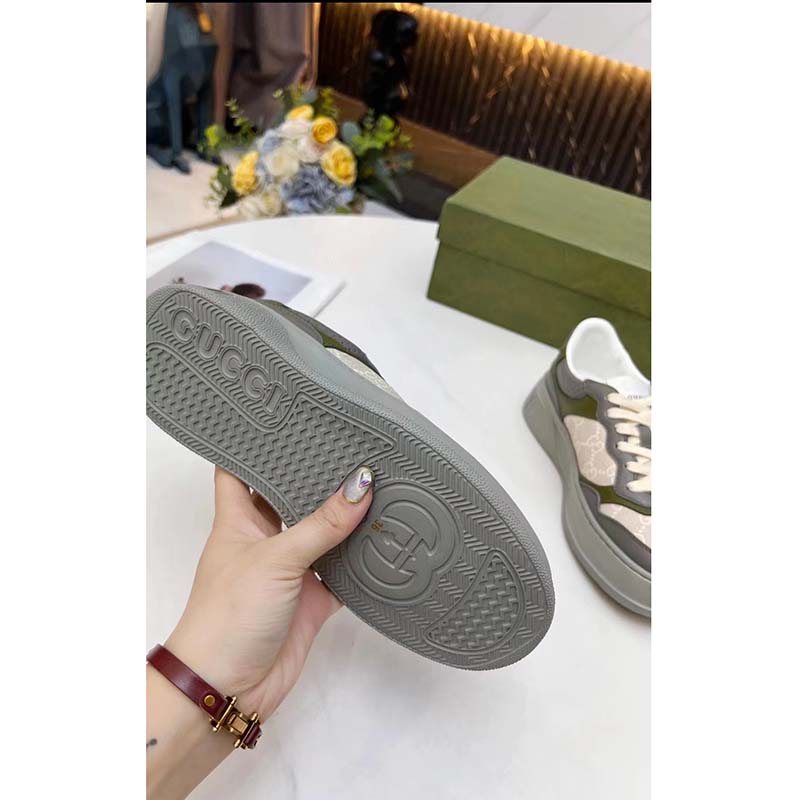G*u*i unisex gg sneaker white beige gg supreme canvas grey perforated leather