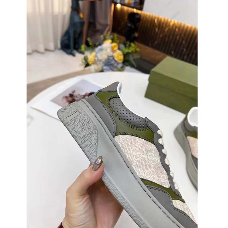 G*u*i unisex gg sneaker white beige gg supreme canvas grey perforated leather