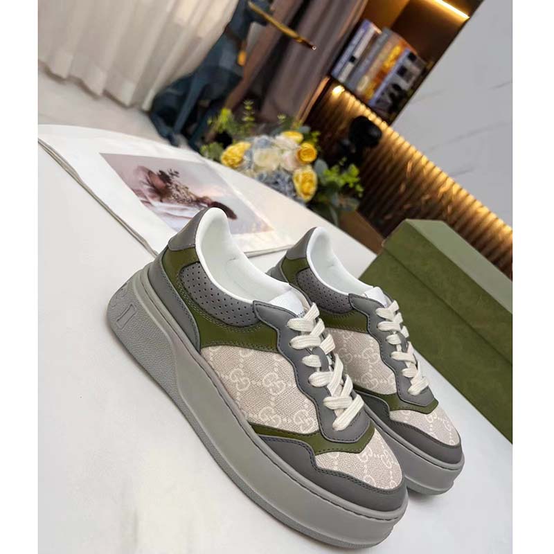 G*u*i unisex gg sneaker white beige gg supreme canvas grey perforated leather