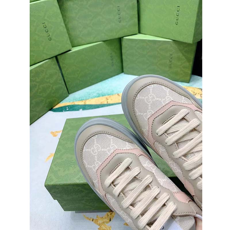 G*u*i unisex gg sneaker white beige supreme canvas grey perforated leather