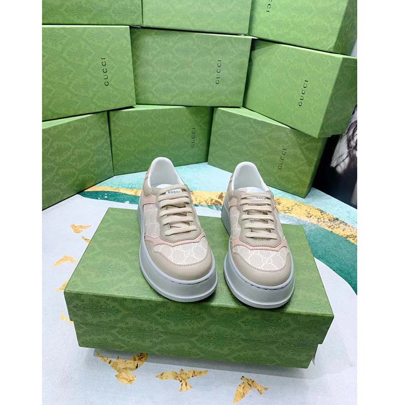 G*u*i unisex gg sneaker white beige supreme canvas grey perforated leather