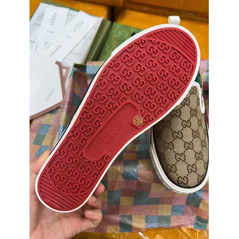 G*u*i unisex gg tennis 1977 slip on sneaker beige ebony gg supreme canvas