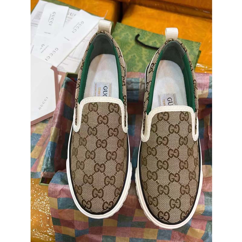 G*u*i unisex gg tennis 1977 slip on sneaker beige ebony gg supreme canvas