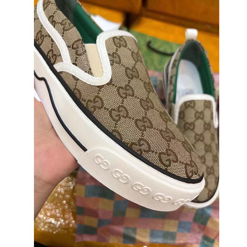 G*u*i unisex gg tennis 1977 slip on sneaker beige ebony gg supreme canvas
